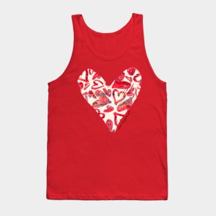 Red Watercolor Hearts Surface Pattern Tank Top